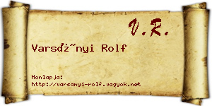 Varsányi Rolf névjegykártya